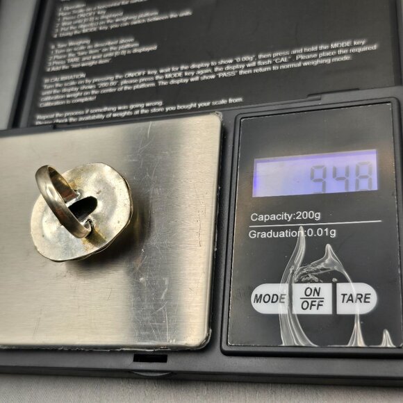 Triplet Opal Statement Ring VTG White Iridescent Cabochon Silver-Plt Size 8 - Picture 13 of 13